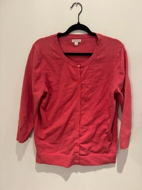 Merona Coral Pink Button-Front Half-Sleeve Cardigan Sweater Size XL